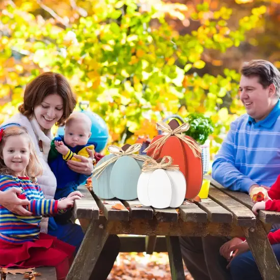 3 Pcs Wooden Pumpkin Signs Fall Decorations {4}