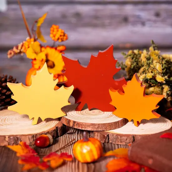 3 Sizes Maple Leaves Wooden Sign Table Decor {2}