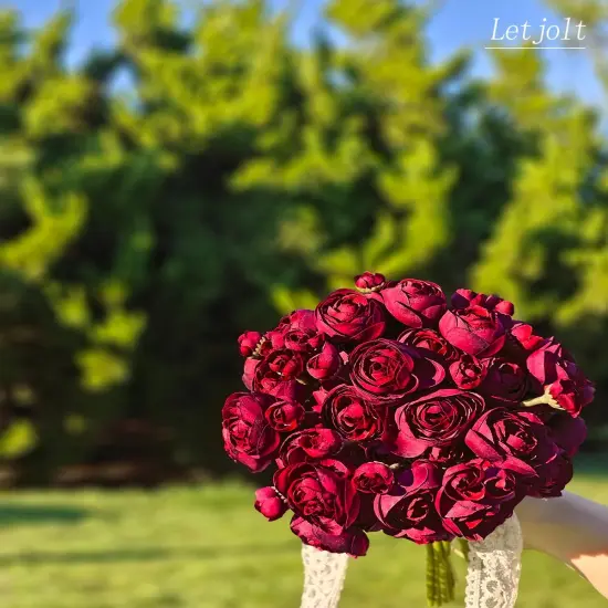 18 Pcs Red Artificial Flower Ranunculus Wedding Bouquet {3}