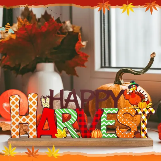 Happy Harvest Metal Sign Fall Table Decor {4}