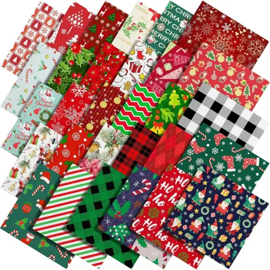 60 Pieces Christmas Fabric - 10 x 10 Inch (Snowman) {3}