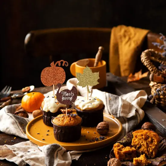 36 Pcs Thanksgiving Cupcake Toppers {4}