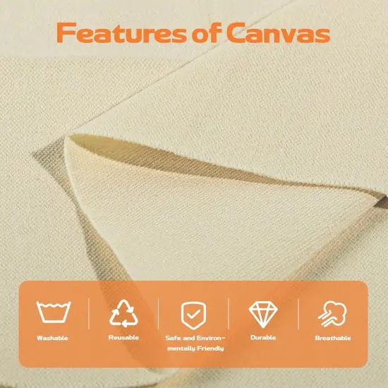 Canvas Fabric, Duck Canvas Fabric, 60'' Wide for Arts & Crafts, Painting (Natural, 3 Yards) {3}