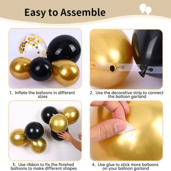 140pcs Black and Gold Party Balloons {3}