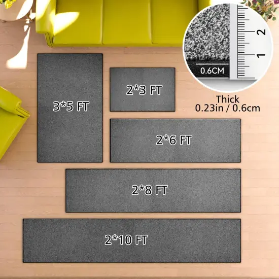 Runner Rug with Non Slip Rubber Backing, Washable Soft Floor Carpet for Kitchen, Hallway, Entryway Indoor, Bedroom, Laundry, Low Pile Area Rugs, Solid color with Pointillism style, 2*10 ft BLACK {2}