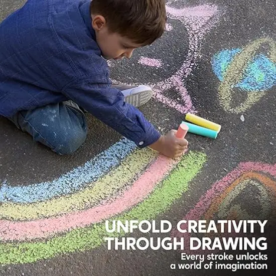 75 Pcs Sidewalk Chalk Set in 15 Packs, 5 Colors, Non-Toxic Jumbo Washable Chalk for Toddlers 1-3, Painting for Outdoor Art, School Supplies, Classroom Must Haves {5}