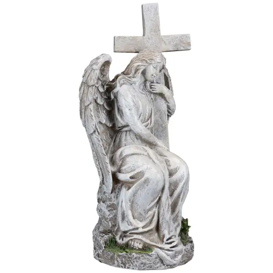 Northlight Angel With Cross Memorial Statue - 13" Ivory {6}