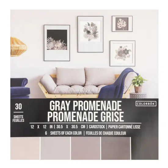 Colorbok 78lb Smooth Cardstock 12"X12" 30/Pkg-Gray Promenade, 5 Colors/6 Each {1}