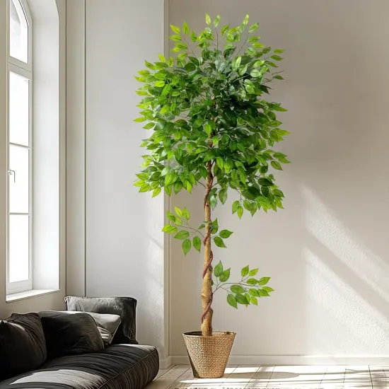 6ft Artificial Ficus Tree for Home Decor, Faux Silk Plants Faux Plant Fake Silk Trees with Pot for Indoor House Living Room Office Garden {2}