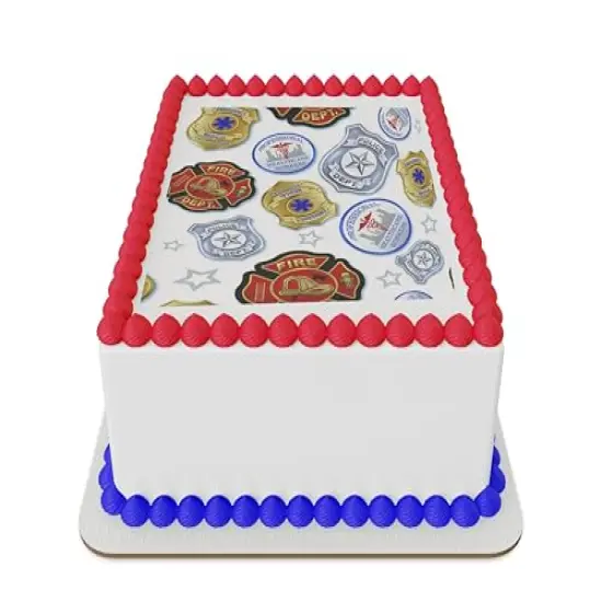 First Responder Badges and Emblems Edible Icing Sheet cake topper for 1/4 Sheet cake or larger {1}