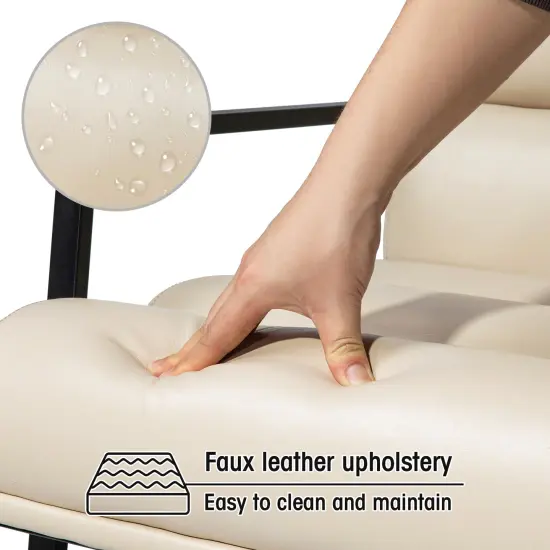 26.75"W Modern Comfy PU Leather Accent Chair with Metal Frame Beige {4}