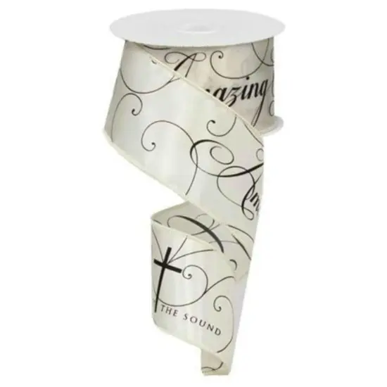 2.5" Amazing Grace Ribbon: Ivory & Black (10 Yards) {1}
