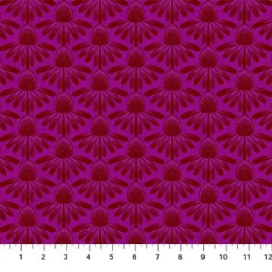 Purple Echinacea Indelible by Anna Maria for Northcott Cotton 44"/45" Fabric Per Yard {1}