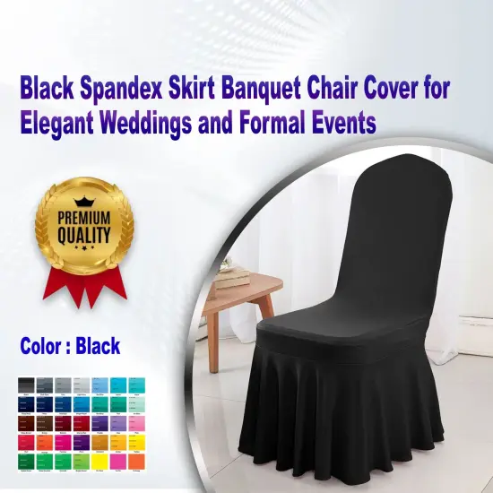 Black Spandex Skirt Banquet Chair Cover for Elegant Weddings and Formal Events {2}