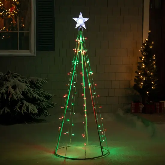 Northlight LED Lighted Twinkle Outdoor Christmas Cone Tree - 5' - Red and Green Lights White {4}