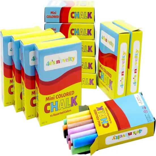 4E&rsquo;s Novelty Mini Chalk Set - 12 Boxes Sidewalk Chalk Summer Party Favors, Goodie Bag Stuffers, Non-Toxic Chalk for Toddlers {6}