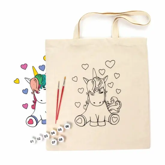 Rosa Talent Unicorn - Shopper Coloring Kit. Ecobag Painting Kit, Cotton 0.03 lb/in2, 14.96*16.54 inches. {1}