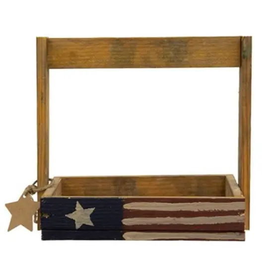 Rustic Wood Flag Tote Americana Decor with Star Tag {1}