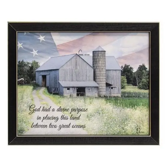 Divine Purpose Patriotic Framed Print Rustic Distressed Black Frame {1}