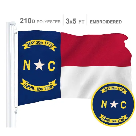 North Carolina State Flag 300D Embroidered Polyester 3x5 Ft {1}