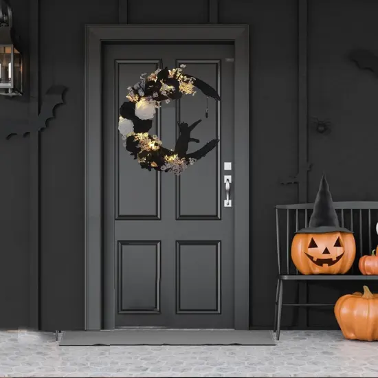 Halloween Wreaths for Front Door with Lights {3}
