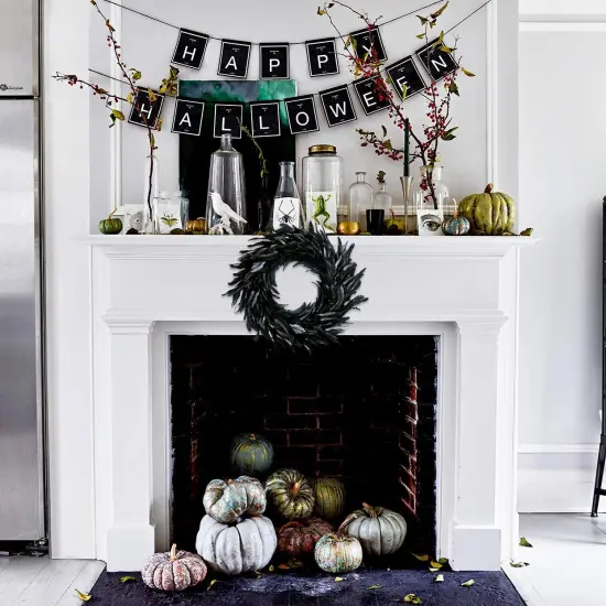 Halloween Black Feather Wreath - 14.9'' {4}