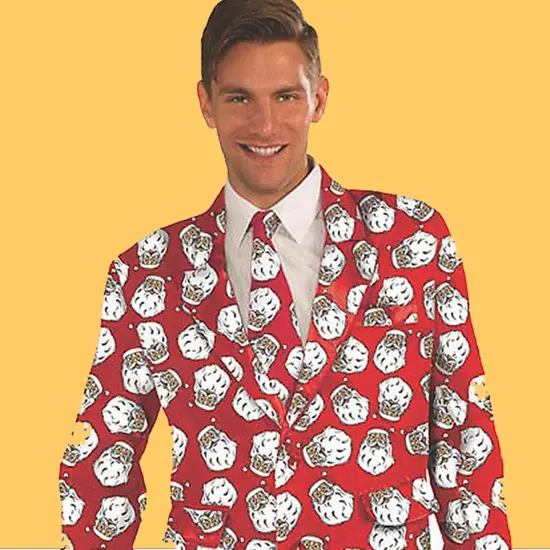 Mens Santa Suit Christmas Costume Dapper St Nick Outfit for Holiday Parties Red {6}