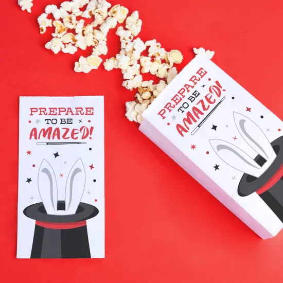 Big Dot of Happiness Magic Show Popcorn Bags, Magical Birthday Party Favor Snack Treats, Free-Standing Individual White Paper Bags - 25 Count {3}