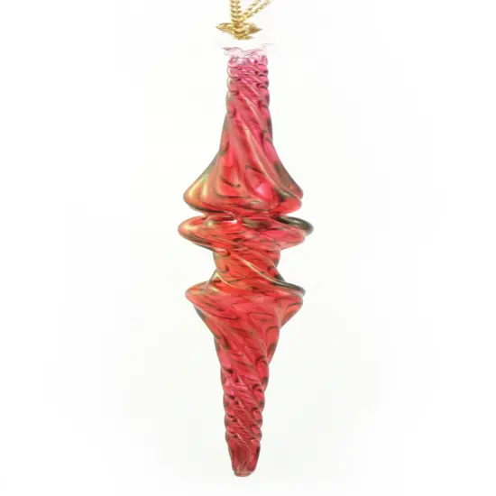 Outer Swirl Icicle Glass Ornaments - Christmas Red - Double Torus {1}
