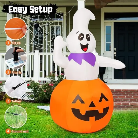 Halloween Inflatable Cute Pumpkin Ghost Outdoor {5}