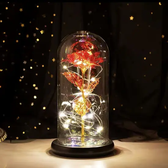 Light Up Red Rose in A Glass Birthday Gift for Woman Mothers Day Flowers Gift for Mom Rose Flower Gift for Her Anniversary Gift Preserved Flowers {2}