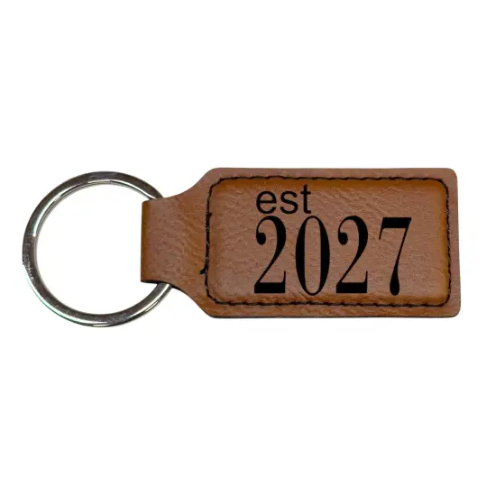 Keychain - Rectangle -Est 2027 - Leather Rustic/Gold {4}