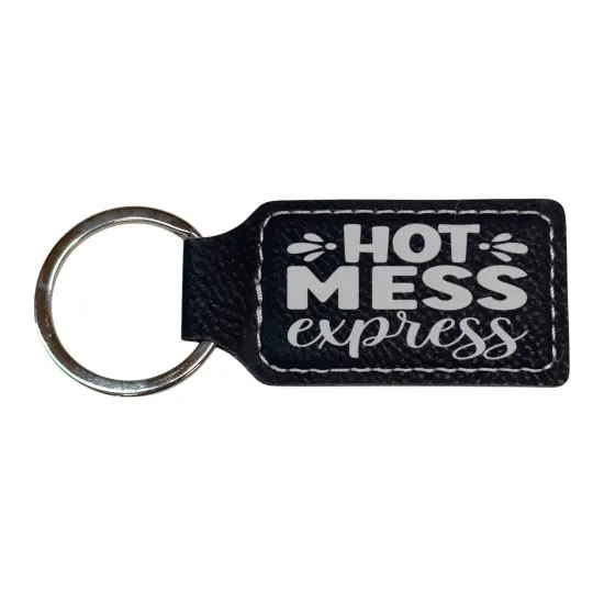 Keychain - Rectangle - Hot Mess Express - Leather Rustic/Gold {3}