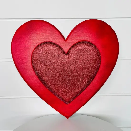 Metal Embossed Glitter Heart Sign - Red, 12"Hx12"L-MD078524 {3}