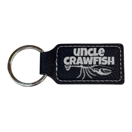 Keychain - Rectangle - Uncle Crawfish - Leather Black/Silver {1}