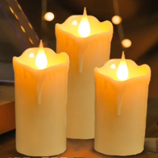 Designer&rsquo;s Shop CS-7101 Dripping Flameless LED pillar candle set with Remote Control Timer. {5}