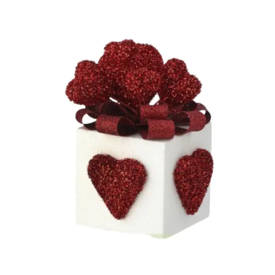 10.5" Valentine's Day Glitter Foam Gift Box with Hearts - Red and White Decor - Foam gift box wreath attachment - TCT Crafts (MTX70784RDWH) {1}