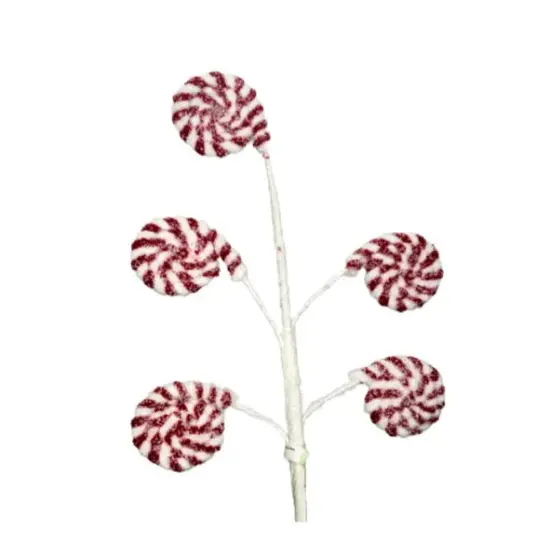 22" Red and White Cotton Candy Peppermint Disk Spray- Festive Holiday Decor-MTX64343 {1}
