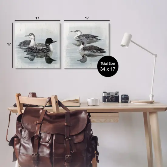 Stupell Industries Four Loons in Lake 2pc Canvas Wall Art Set Design by Susan Jill {3}
