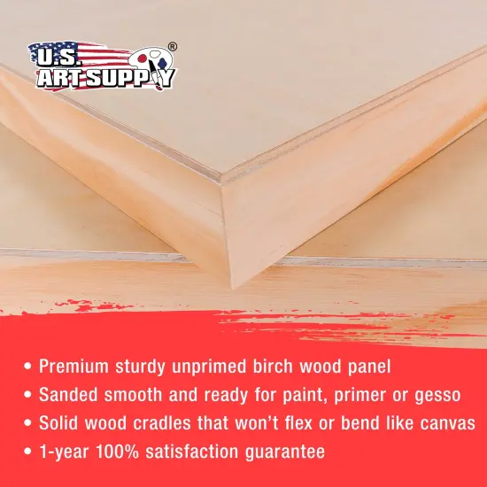 Unfinished Cradled Wood Panels for Painting, 2 Pack of 20x20 inch - Gallery Birch Wooden Canvas Boards 1-1/2" Deep - Mixed-Media Craft, Acrylic, Oil, Encaustic, Paint Pouring {4}