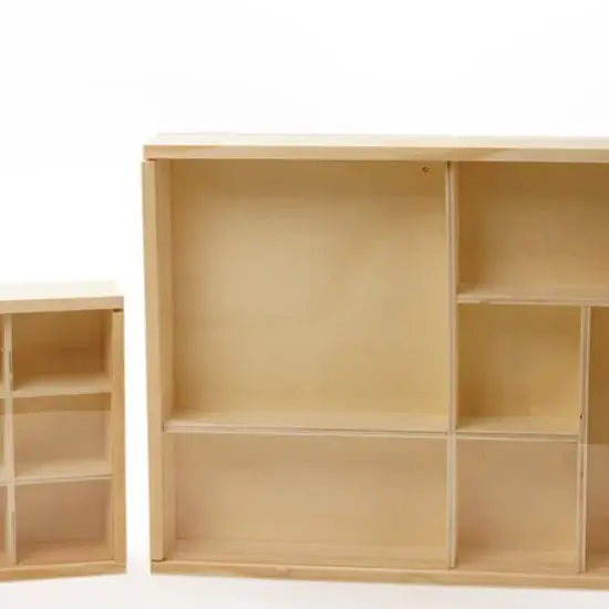 Pine Wood 6 Section Tray with Clear Sliding Top 12" x 9" x 1 3/8" 6 Each {1}