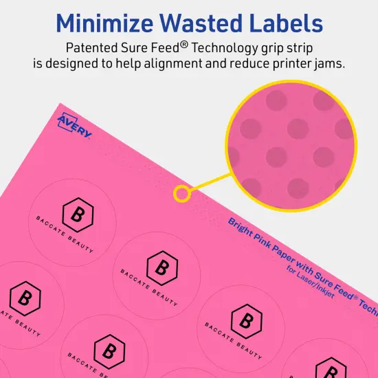 Avery Bright Pink Paper Labels, 1-2/3" Diameter Round {4}