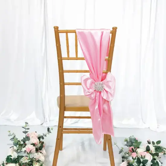 10 Pieces Pink Luxury Satin Chair Ties, 8"x108" Party Accessories {3}