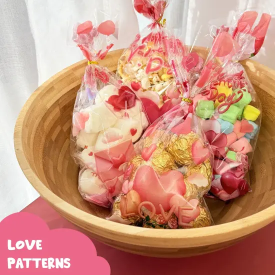 Wrapables Valentines Cellophane Treat Bags With Twist Ties for Candy, Cookies, Treats, Gifts and Party Favors (100pcs), Happy Valentines {4}
