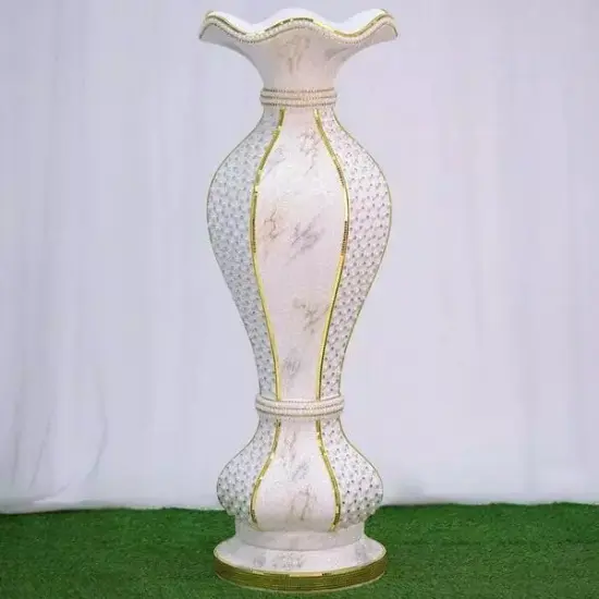White Gold 40" Ceramic Pot VASE Marble Design MIRROR MOSAIC Party Decorations {2}