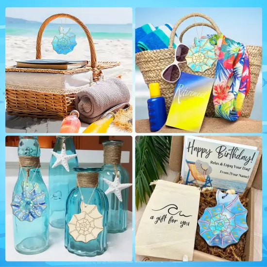 Wooden Shell Ornaments to Paint Mothers Day Decoration Cutouts Unfinished 24PCS 3.5 x 3 inches, DIY Blank Wood Ornament for Home Crafts Hanging Children's Day Mother's Day Birthday Party Decoration {4}