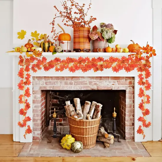 12 Pack 7.9 ft Artificial Fall Maple Leaf Garland {5}