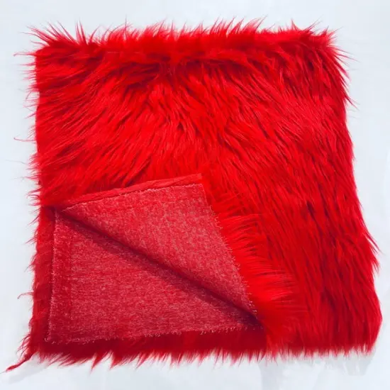 1 Yard Shaggy Faux Fox Fur Soft Vegan Fabric for Crafts, Costumes & Home Decor Projects Red {1}