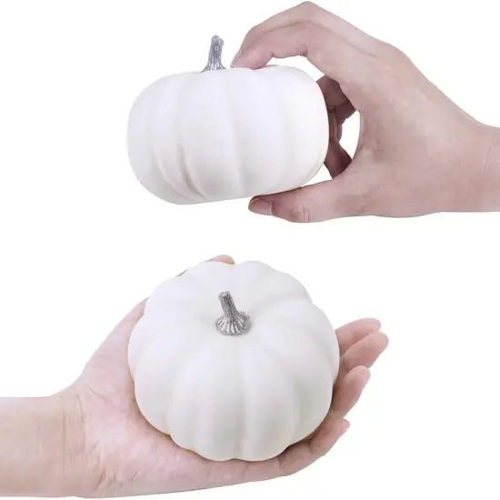 8 Pcs White Mini Artificial Pumpkins {2}