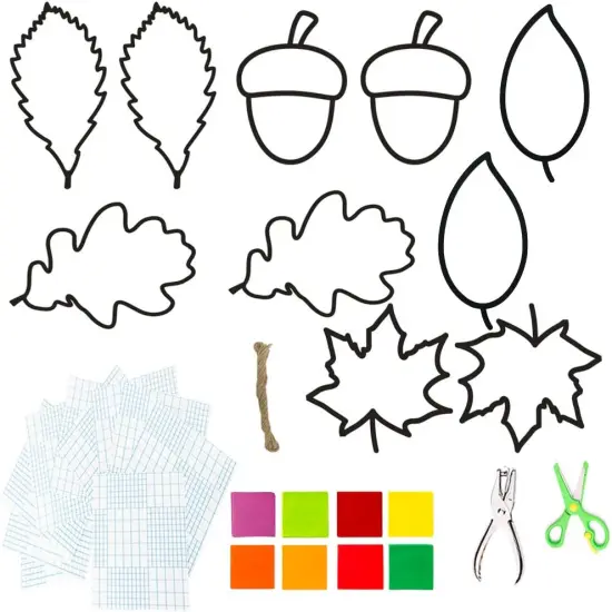 10 Pieces Fall Leaf Suncatcher Craft {3}